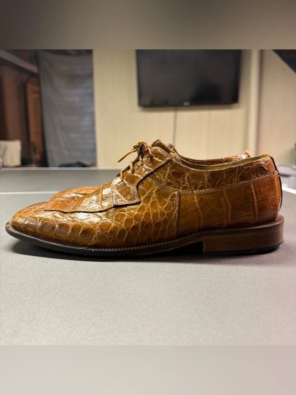 David Eden‎ Men's Alligator Leather Dress Derby Shoes Size 11 Brown